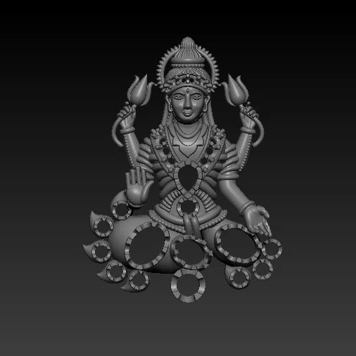 Premium colet laxmi murti 3D model using Jewlery designer. - Cad Wala