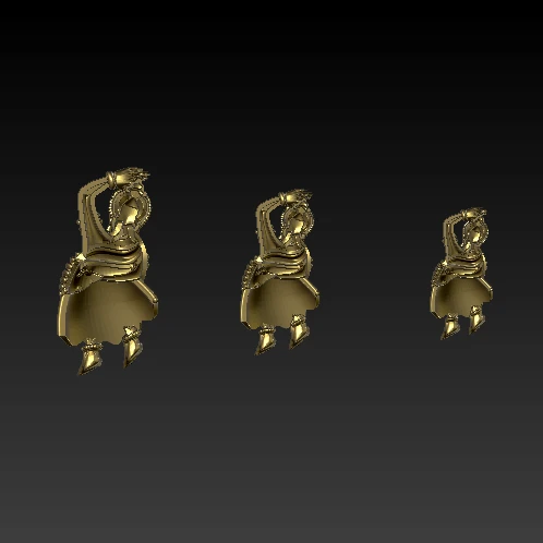 Three kumari Devi murtis 3D pendant - Cad Wala