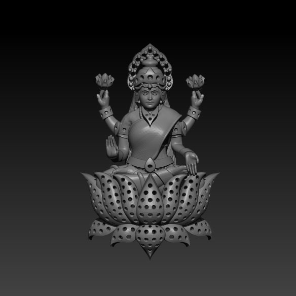 Diamond kamal phool laxmi murti 3D model using Jewlery designer. - Cad Wala