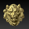 metal lion head 3D pendant