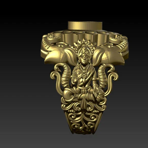 22K Gold 'Lakshmi' Ring For Women - 235-GR7991 in 3.000 Grams