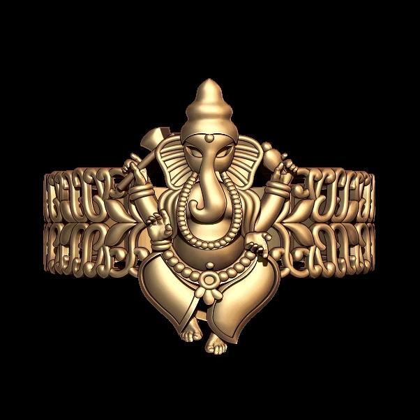 Spiritual 22 Karat Yellow Gold Lord Ganesha Ring