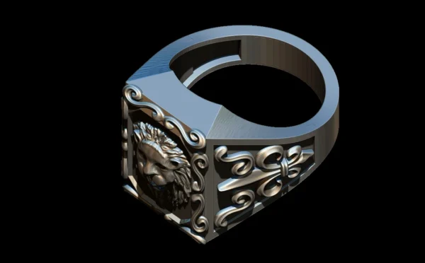 Lion king 3d model crown head mens ring for download - Image 3